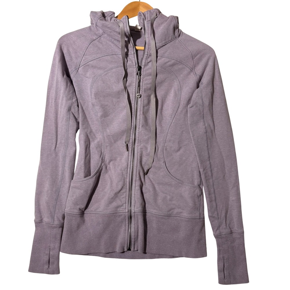 Lululemon Scuba Hooded Full Zip Jacket Light Lavender Purple Size 6 Thumbholes